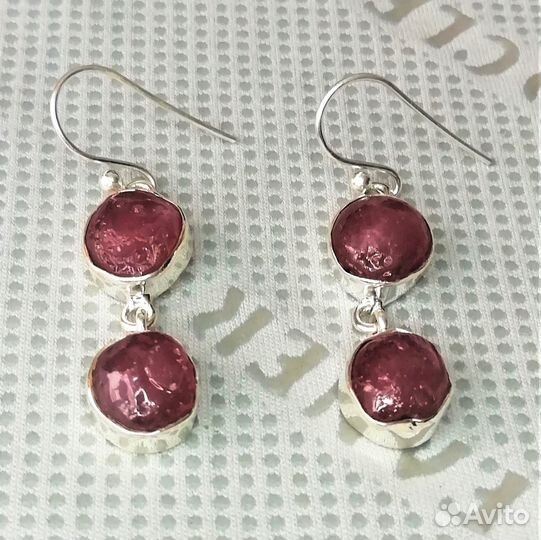 Серьги серебро рубин С484