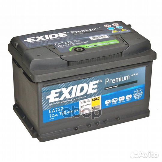 Аккумулятор exide premium 12v 72ah 720a etn 0(r