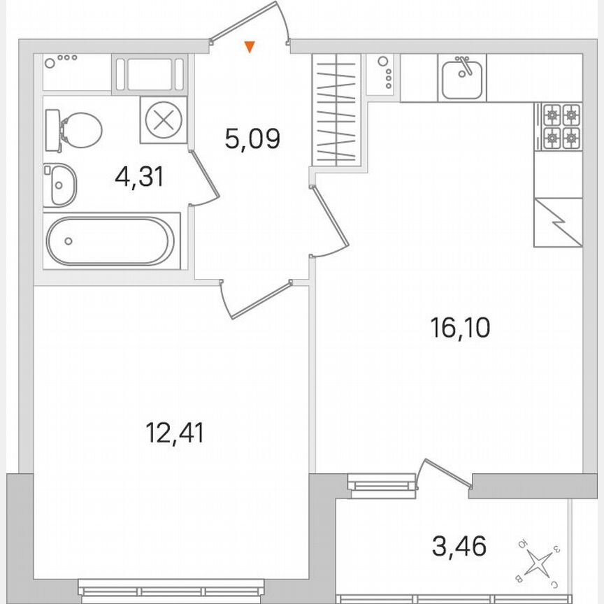 1-к. квартира, 39,6 м², 7/8 эт.