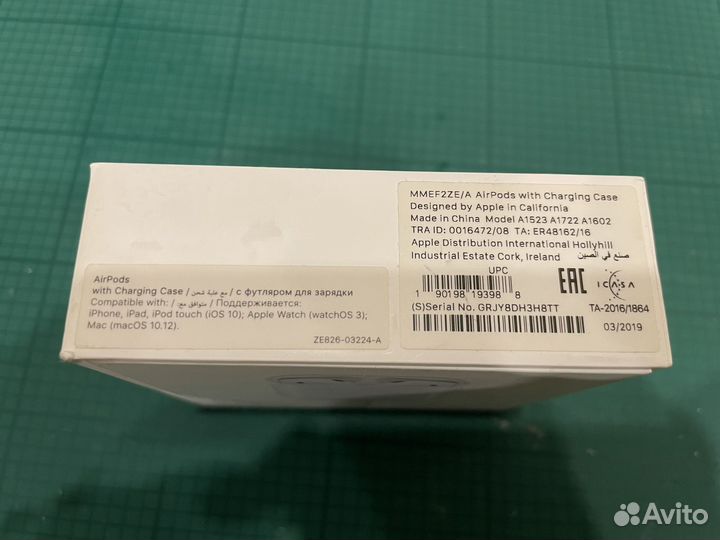 Кробка и провод от Apple Airpods 1 поколения