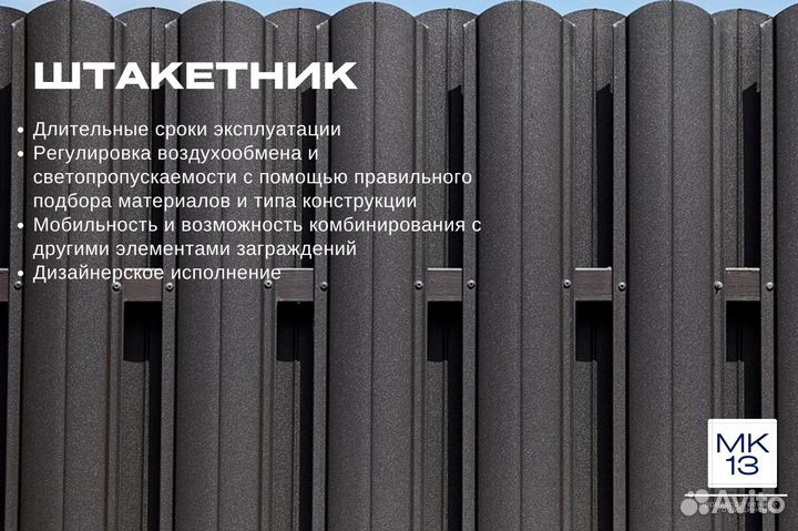 Штакетник металлический фигурный