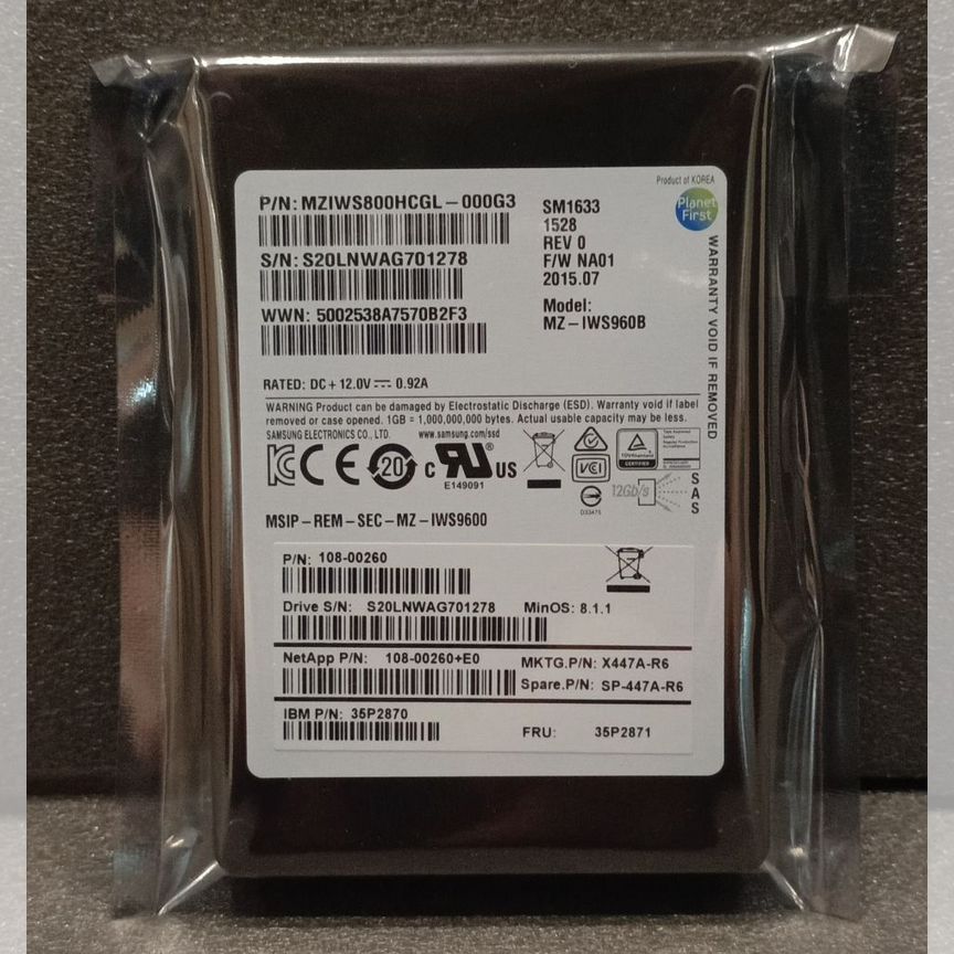 [SM1633] Ssd Samsung 800 Gb Mziws800hcgl-000g3 Sas Sm1633