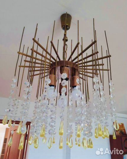 Люстра хрустальная винтажная солнце