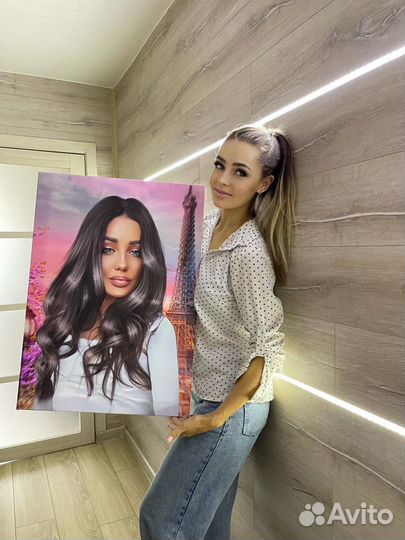 Портрет по фото, печать на холсте, подарок картина