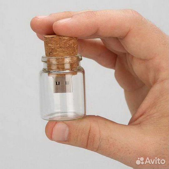 Флешка колба стеклянная с пробкой