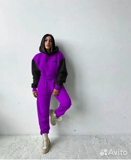Спортивный костюм на флисе с капюшоном