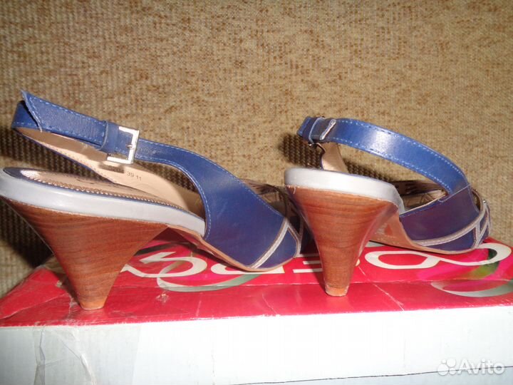 Туфли летние женские серо-синие (пр-во Бразилия)