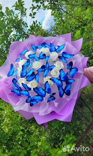 Букет из бабочек.Букет из мыльных роз