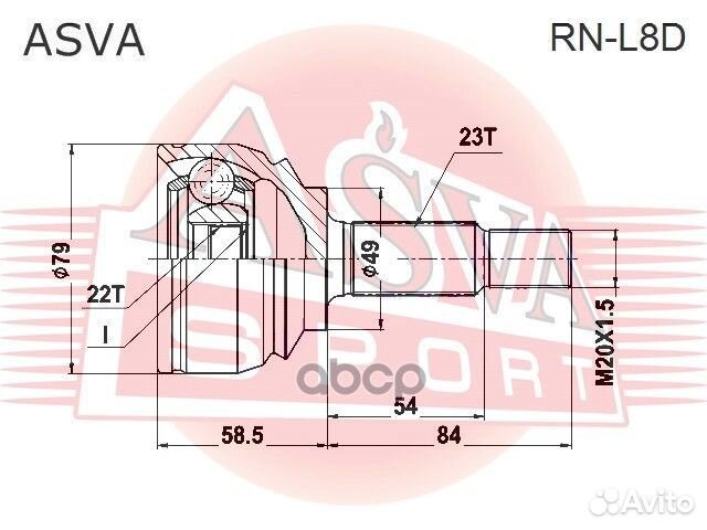 ШРУС наружный 22x49x23 RNL8D asva