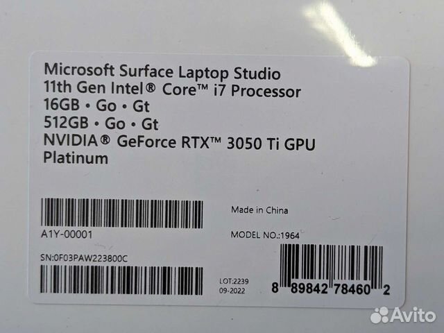 Microsoft surface laptop studio в ассортименте объявление продам