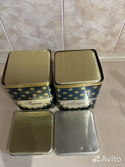Жестяные банки СССР 2 набора по 4 шт
