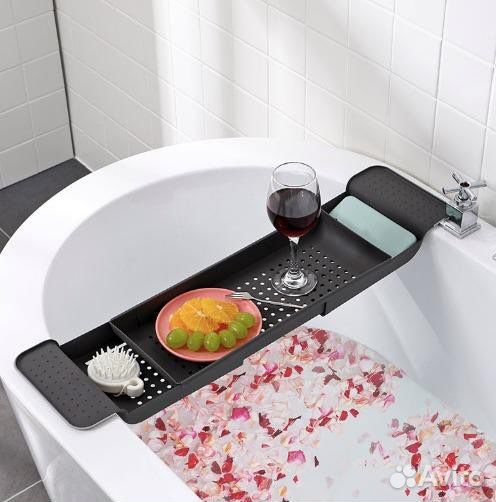 Новая Столик для ванны серый пластик подставка