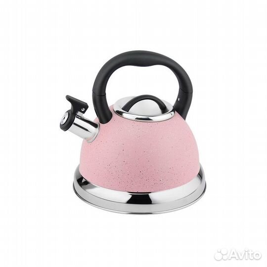 Чайник нерж 3,0 л со свистком, розовый, для всех в