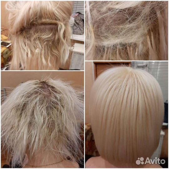 Окрашивания волос, снятия нарощенных волос, стрижк