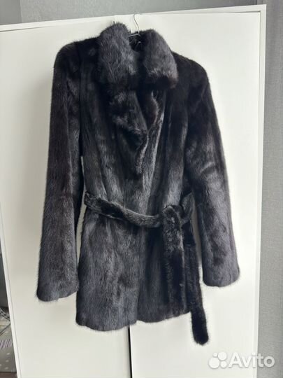 Норковая натуральная шуба черная