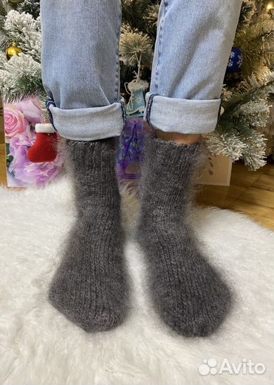 Носки пуховые серые для мужчин износостойкие