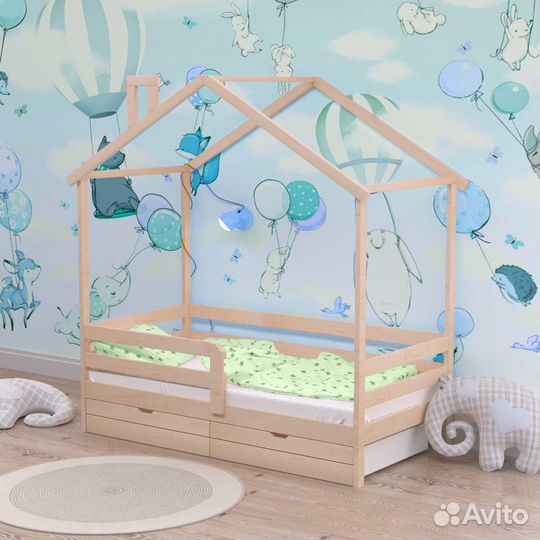Кроватка берёзаТеремок для малыша высокий борт