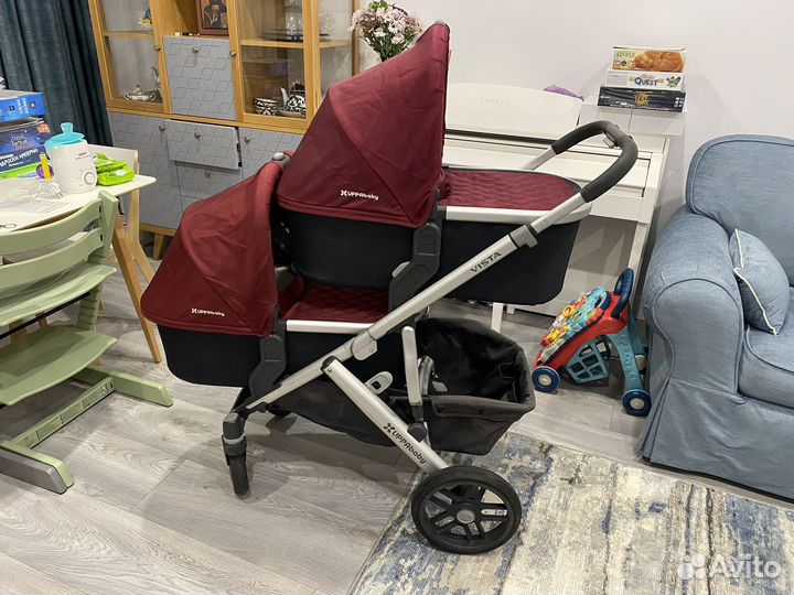 Коляска uppababy vista для двойни винного цвета
