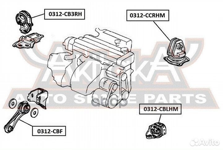 Подушка двигателя задняя MT 0312ccrhm asva