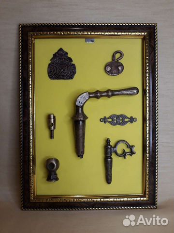 Декоративное панно из старинных латуневых и медных