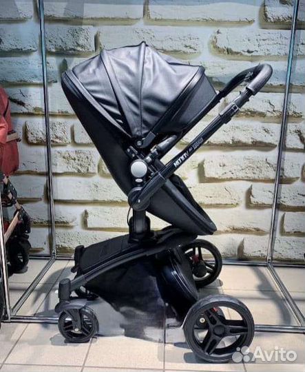 Коляска 2в1 чёрная Эко кожа Aulon (Стиль)