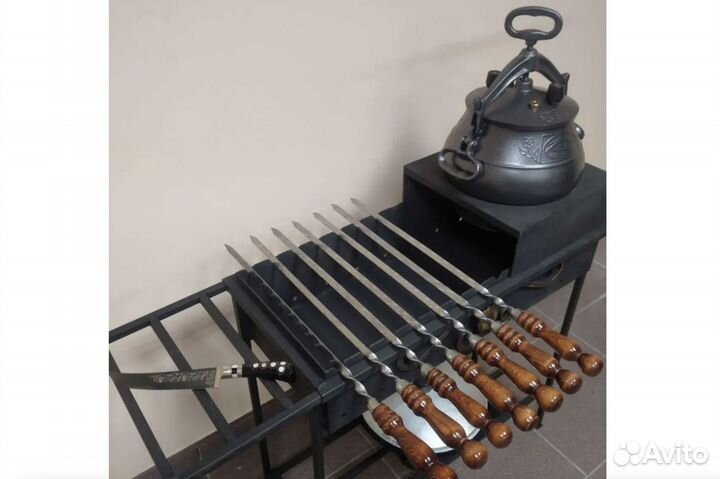 Мангал для дачи печью под казан