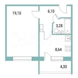 1-к. квартира, 37,1 м², 9/10 эт.