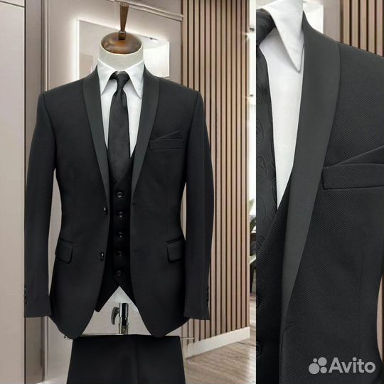Мужской костюм смокинг черный