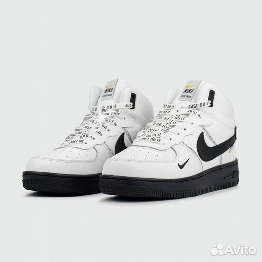 Кроссовки Air Force 1 Mid White Black with Fur