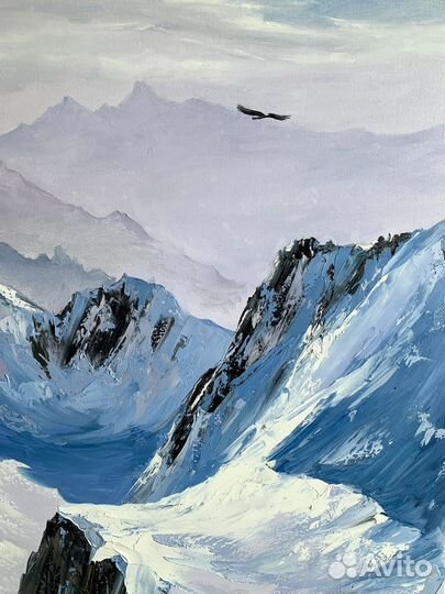 Картина маслом на холсте, горный пейзаж