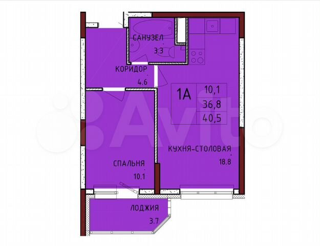 1-к. квартира, 40,5 м², 15/16 эт.