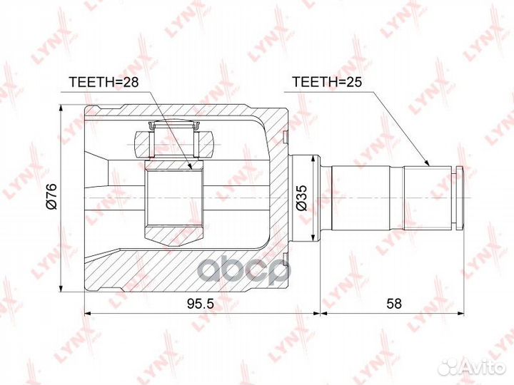 Шрус внутр. CI-3735 lynxauto