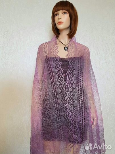 Пуховый палантин паутинка Шарф ажурный пуховый