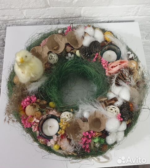 Пасхальный декор венок