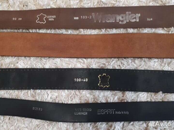 Кожаные ремни Wrangler, Armani, Levi's, Esprit
