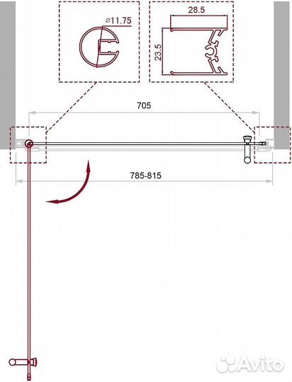 Душ. дверь BelBagno 81x185 uno-b-1-80-c-cr