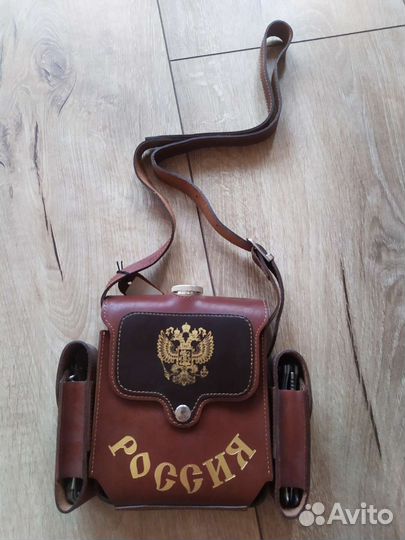 Фляга в кожаном чехле 0,5 л, новая