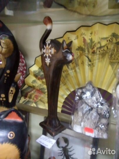 Фигурка кошка 30 см дерево