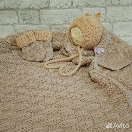 Вязанный детский плед, ручная работа