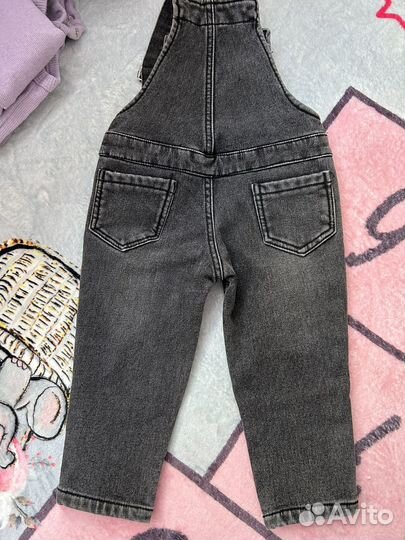 Джинсовый комбинезон на флисе 74-80