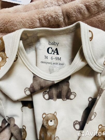 Меховой костюм медвежонка и боди Waikiki