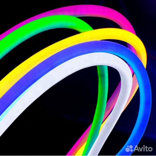 Гибкий неон синий круглый 14 мм на 220 вольт