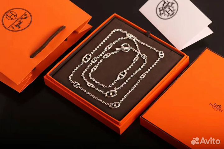 Серебряная цепь Hermes