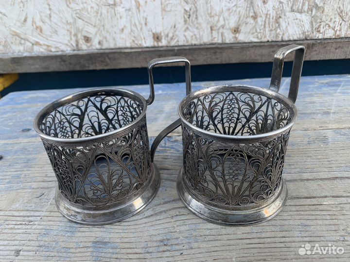 Подстаканник скань мельхиор СССР 2 штуки