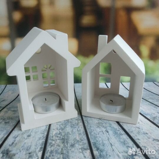 Подсвечник Домик из гипса