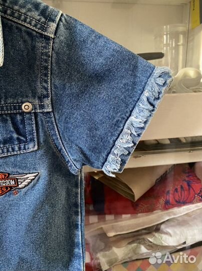 Джинсовая рубашка детская harley davison 12 мес