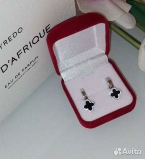 Серьги в стиле van clef, серьги с клевером