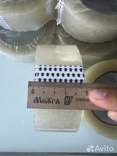 Скотч прозрачный 66м 132м. Стрейч Прозрачный/Белый