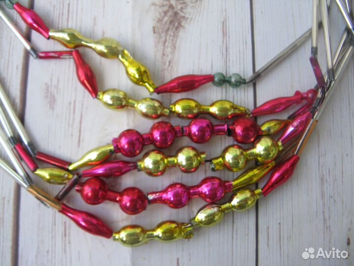 Ёлочные бусы 6 ниток по 1 метру СССР