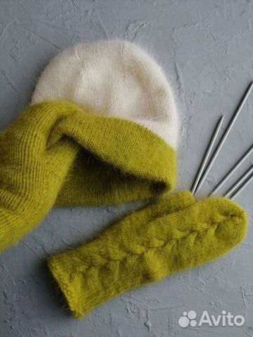 Варежки и шапка пух норки